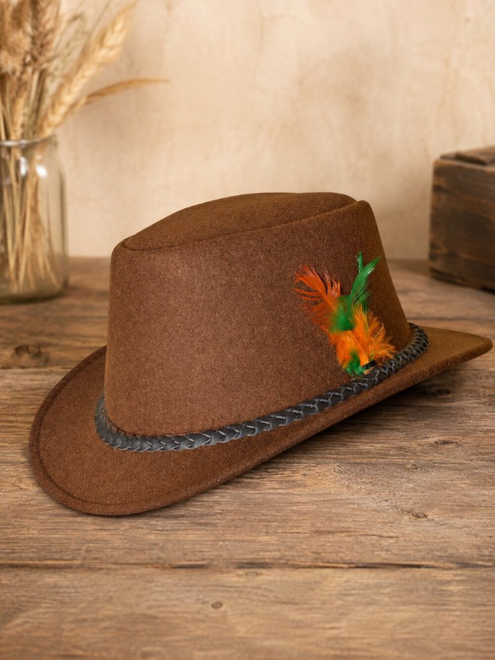 Men’s Authentic Bavarian Hat Brown  Traditional Oktoberfest Style